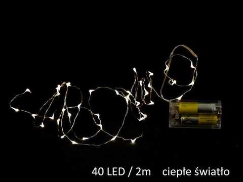 LAMPKI 2M/40LED/BAT.2XAA/ŚWIATŁO CIEPŁE BIAŁE