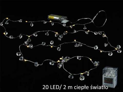 LAMPKI 20LED Z KRYSZTAŁKAMI BAT.3XAA